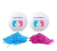 Gender Reveal Exploding Golf Balls Set for Gender Reveal Parties - ONE Wooden Tee, ONE Pink and ONE Blue Powder Filled Exploding Gender Reveal Golf Ball Included in Each Set (X-Large - Pink/Blue)