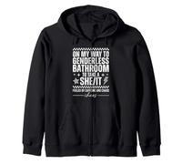 Gender Reveal Genderless Bathroom She It Zip Hoodie