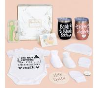 Gender Reveal Gift Set, Dad Mom New Parents to Be Tumbler Gifts, Neutral Boy Girl Baby Gift, Baby Shower Basket,First Time Expecting Parent, Newborn Essentials Box, Pregnancy Announcement Babe Arrival