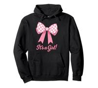 Gender Reveal It's a Girl Pink Bow Baby Announcement Art Pullover Hoodie
