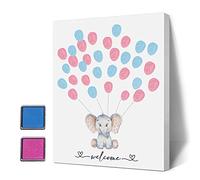 Gender Reveal Party Fingerprint Tree Sign, Elephant Theme Canvas Baby Shower, a Baby Shower Guest Book, Woodland Baby Shower Guest Book