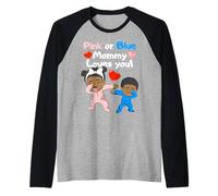 Gender Reveal Party Mommy Loves You Raglan Baseball Tee