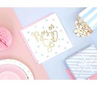 Gender Reveal Party Napkins, Gold Metallic 'Boy or Girl' Design, 20 Pack