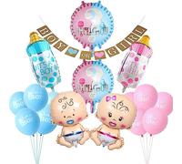 Gender Reveal Party Set,Gender Reveal Decoration for Party with Baby Gender Reveal Balloons Boy or Girl Banner, Baby Shower, Birthday Party Decoration