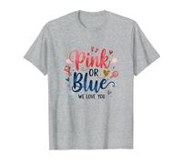 Gender Reveal Pink or Blue We Love You Baby Celebration T-Shirt, Men, Heather Grey, 5XL