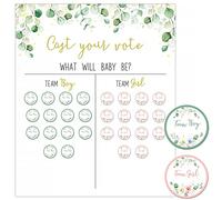 Gender Reveal Voting Game Poster Boy or Girl Baby Shower Game with 60 pcs Voting Stickers Cast Your Vote for Guests Guess Game Party Decorations