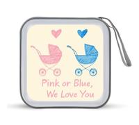 Gender Reveal We Love You Portable CD Case Holder 40 Capacity Travel DVD Wallet Hard Plastic Zipper Storage for Car Home Travel