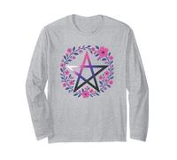Genderfluid Pentagram Wiccan Pagan Queer Pride Flag Boho Long Sleeve T-Shirt