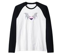 Genderfluid Pride Flag Heart with Gothic Wings Goth Raglan Baseball Tee