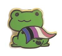 Genderfluid Pride Frog Chibi Gender Fluid Frog Enamel Pin in Genderfluid Flag Cape | LGBTQ Pin Pride Jewelry, S, enamel, not known