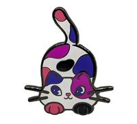 Genderfluid Purride Calico Cat Hard Enamel Pin in Genderfluid Pride Flag Colors | LGBTQ+ Subtle Pride Jewelry, S, enamel