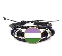 Genderqueer Pride Leather Bangle Bracelet,Gender Queer Flag,Gender Queer Jewelry,LGBTQ Bracelet,Pride Jewelry