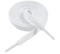 Gendewiner 1 Pair Shoe Laces Snow White Replacement 130cm Long 8mm Wide Flat Women Kids Men Sneakers High Top Trainers Bread Skate Shoelaces for Converse Air force 1 Nike Vans Adidas