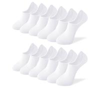 Gendewiner Plain 6 Pairs Cotton Trainer Socks 4-7 for Womens Ladies and Mens No Show Ankle Socks 3-5 Low Cut Short Non Slip Liner Seamless Athletic Casual Invisible White Multipack