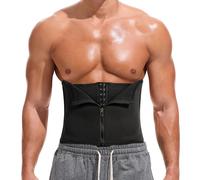 GENEMEN Men Waist Trimmer Belt Sweat Exercise Shaper Slimming Faja Waisted Trainer Tummy Control Shapewear (Black, XL)
