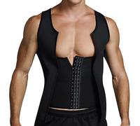 GENEMEN Mens Corset Waist Trainer Compression Shaper Vest Slimmer Sweat Shirt Shapewear for Men Tummy Control (Black, L)