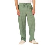 GENEMEN Men's Cotton Pyjama Bottoms Grid Nightwear Lightweight Sleeping Pants Soft Lounge Wear Leisure Wear (Green, XXL)