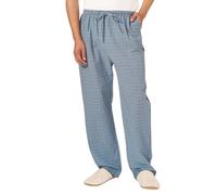 GENEMEN Men's Cotton Pyjama Bottoms Grid Nightwear Lightweight Sleeping Pants Soft Lounge Wear Leisure Wear (Light Blue, XXL)