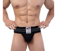 GENEMEN Men's Jock Strap Underwear High Waisted Briefs Jockstrap Athletic Breathable Underwear Sexy Thong (Black, XL)