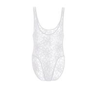 GENEMEN Mens Lace Bodysuit Sexy Sheer One Piece Swimsuit Mesh Sissy Thong Lingerie Gay Jumpsuit