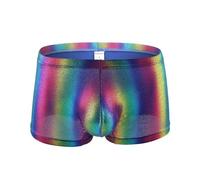 GENEMEN Mens Rainbow Boxers Sexy Sparkly Colorful Underwear Pouch Supportive Lingerie Club Rave Briefs (Rainbow Boxers, XL)