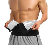 GENEMEN Mens Sauna Belt Sweat Waist Trainer Trimmer Shapewear Slimming Clothes Belly Belt Fat Burner for Men (Silver Button, 2XL/3XL)