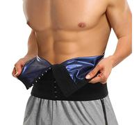 GENEMEN Mens Sauna Belt Sweat Waist Trainer Trimmer Shapewear Slimming Clothes Belly Belt Fat Burner for Men (Blue Button, S/M)