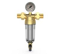 General 3 / 4inch or 1 / 2inch Threaded Backwash Sediment Filter with Pressure Gauges for Whole Houses Water Systems Brass Sediment Filter with Pressure Gauges