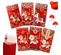 General Chinese Red Envelope | 2026 Embroidered 3D Wallets - Pack of 6 Spring Festival Red Envelopes, for Spring Festival, New Year, Christmas, Birthday, Housewarming, Wedding, Adult
