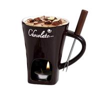 General Chocolate Fondue Mug, Cheese and Chocolate Fondue Mug, Chocolate Melting Cup High-Quality Ceramics, with Fork and Wax, Essential Household Items (B)