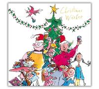 General Christmas Card - Quentin Blake Illustration - Family and Christmas Tree - Artistic Festive Design - Special Finish - Made in the UK - Eco-Friendly