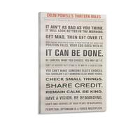 General Colin Powell'S 13 Rules of Leadership Quotes Wall Art Poster Scroll Canvas Painting Picture Living Room Decor Home 08x12inch(20x30cm)