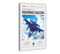 General Dynamics F-16 Fighting Falcon Canvas Poster Bedroom Decor Landscape Office Room Decor Gift 08x12inch(20x30cm)