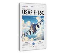 General Dynamics F-16 Fighting Falcon - USAF Aviation Art Canvas Poster Bedroom Decor Landscape Office Room Decor Gift 08x12inch(20x30cm)