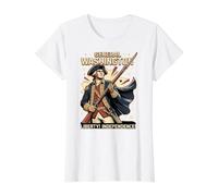 General George Washington American Revolutionary War Musket Value Graphic T-Shirt, Women, White, XL