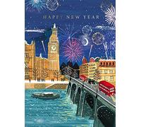 General Male/Female 'Happy New Year' Card - 'Fireworks Over London' Big Ben and River Thames - Eco-Friendly & Recyclable - From The Almanac Gallery