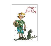 General Male Open Birthday Card for Boys - Muddy Boy with Football by Quentin Blake - Eco-Friendly & Recyclable - Made in England by Woodmansterne