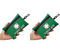 General Medi Mini First Aid Kit, 92 Pieces Small First Aid Kit - Includes Emergency Foil Blanket, Scissors for Travel, Home, Office, Vehicle, Camping, Workplace & Outdoor (Green) (Pack of 2)
