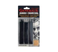General Pencil 136357 Jumbo Compressed Charcoal Sticks, Black, 3-Pack