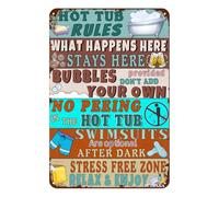 General Pool Rules Retro Tin Plaque, Backyard Swimming Deck Bar Outdoor Wall Decor, 8x12 Inch