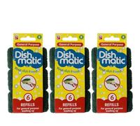 General Purpose Washing-Up Sponge Refill Heads 6 refills Pack Of 3