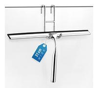 General Squeegee Stainless Steel Shower Wiper 31cm Shower Squeegee Without Drilling Window Puller with Wall Hanger 2 Silicone Wiper Lip for Bathroom Mirror Window Glass Cleaning Chrome