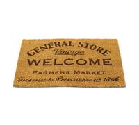 General Store Doormat | Rectangular Entrance Welcome Door Mat | Non-slip Pvc Backed Natural Coir Doormat 60x40cm