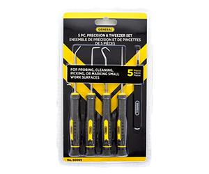 General Tools 5 Piece Precision Probe, Pick and Tweezer Set for Crafts, Hobbies, and Electronics - Hand Tools - Black