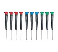 General Tools 690 Precision Screwdrivers, Set of 10, Color-Coded Slotted, Phillips and Torx Bits with Swivel Heads, Organizer Case