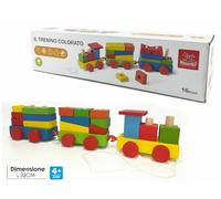 GENERAL TRADE COLORED WOODEN TRAIN 100205 - 16 Piece Wooden Train Set - Ages 3-7