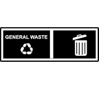 General Waste | 15cm x 5cm | Black - Vinyl Sign for Trash Bins, Offices, Schools, Public Spaces, Waste Management