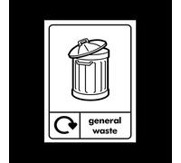 General Waste Recycling Sticker/Self Adhesive Sign - Environment/Reduce CO2 / Green World/Bins