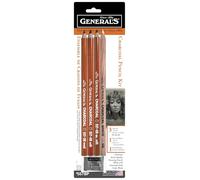 Generals Charcoal Drawing Set, White/Black, Set of 7 Pencils and 1 sharpner - 557-6A