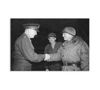 Generals Dwight Eisenhower And George Patton And Omar Bradley in Bastogne Belgium Canvas Art Poster And Wall Art Picture Print Modern Family Bedroom D